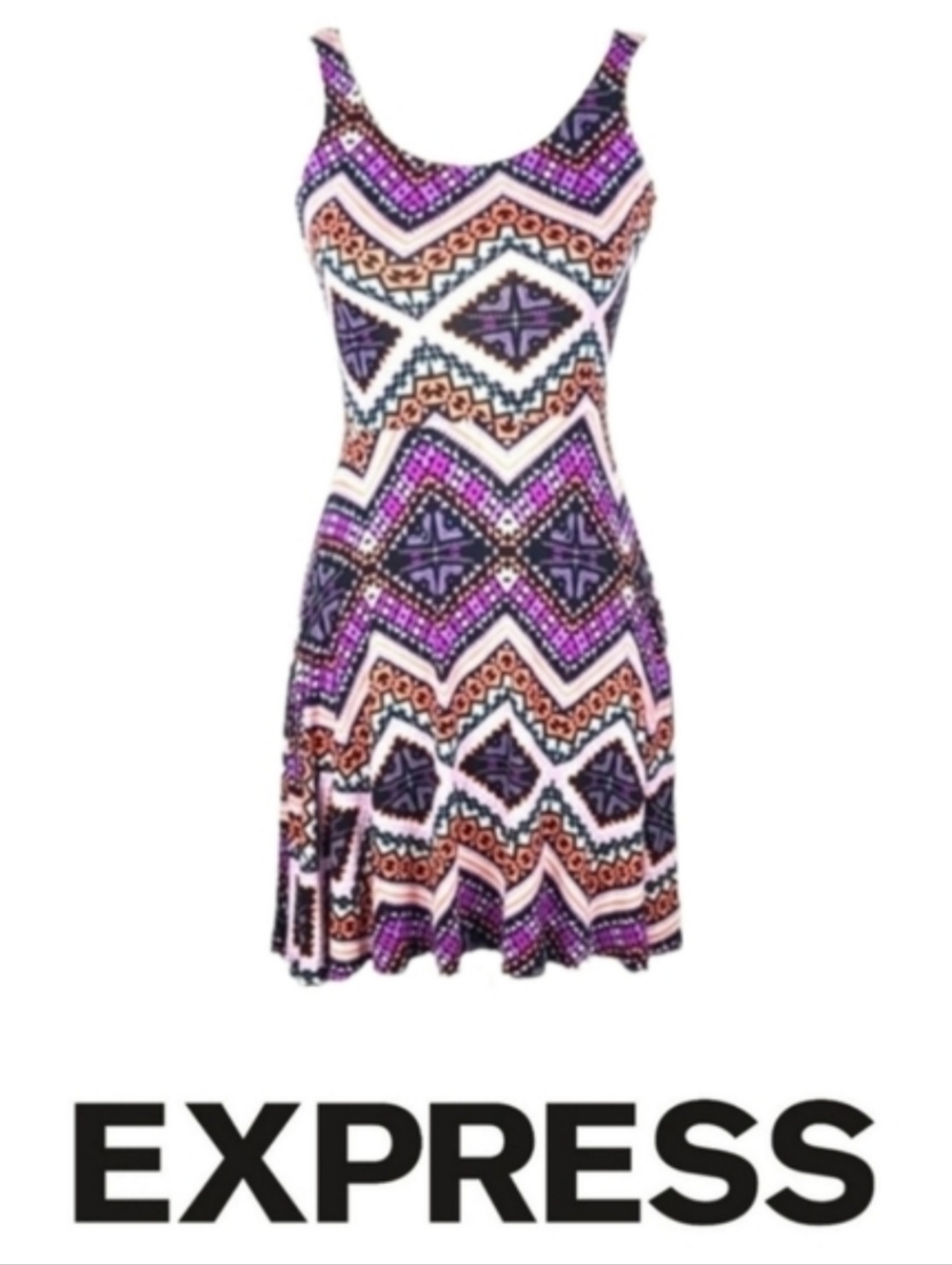 Vintage Purple Multicolor Dress by Express Womens Size XS